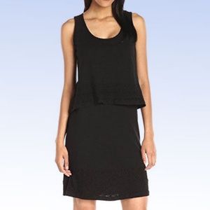 MOD-O-DOC WOMEN'S Cotton Jersey Lace Hem Layered Tank DRESS - Black - Small